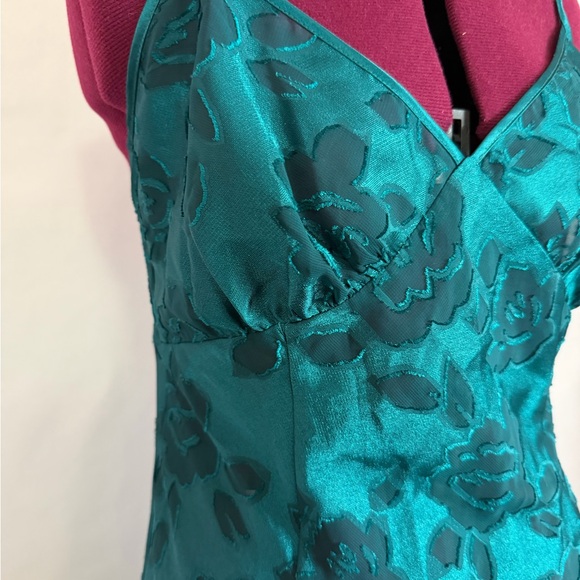 Vintage 90s Victoria’s Secret Green Satin Burnout Floral Maxi Slip Dress Small - Picture 3 of 11